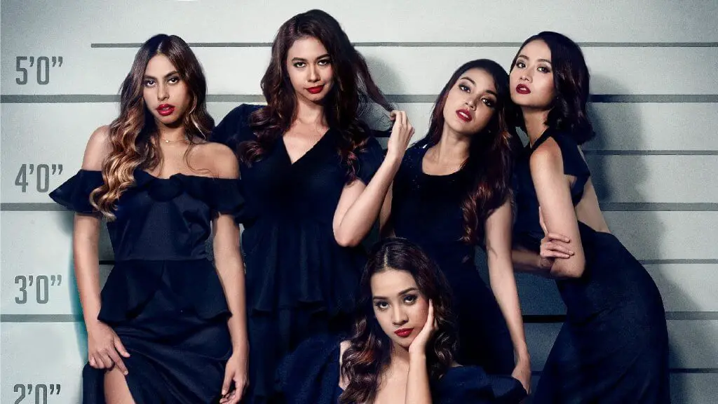 Five girls in black dress