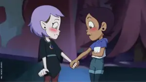 animated characters holding hands