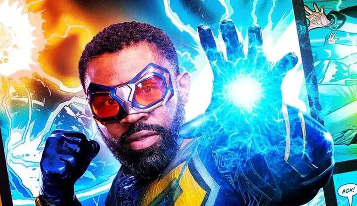 The superhero of Black Lightning series is shown displaying his super power.