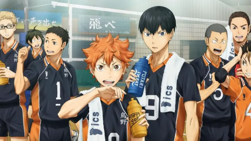 Hinata posing with his team