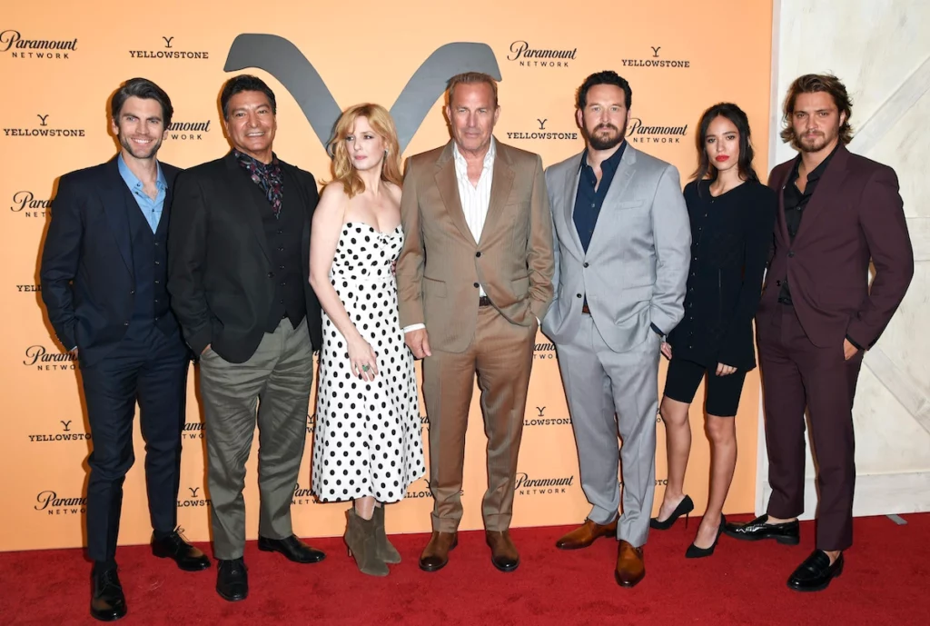 cast of Yellowstone in at a promotion session 