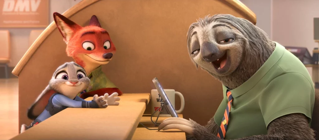 Judy, Nick & sloth in a conversation