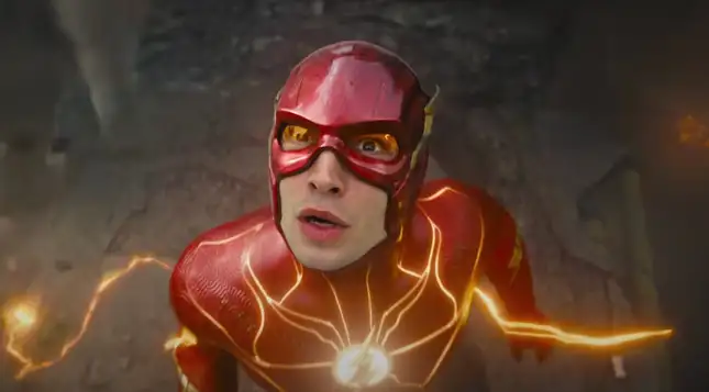 The Flash staring upwards
